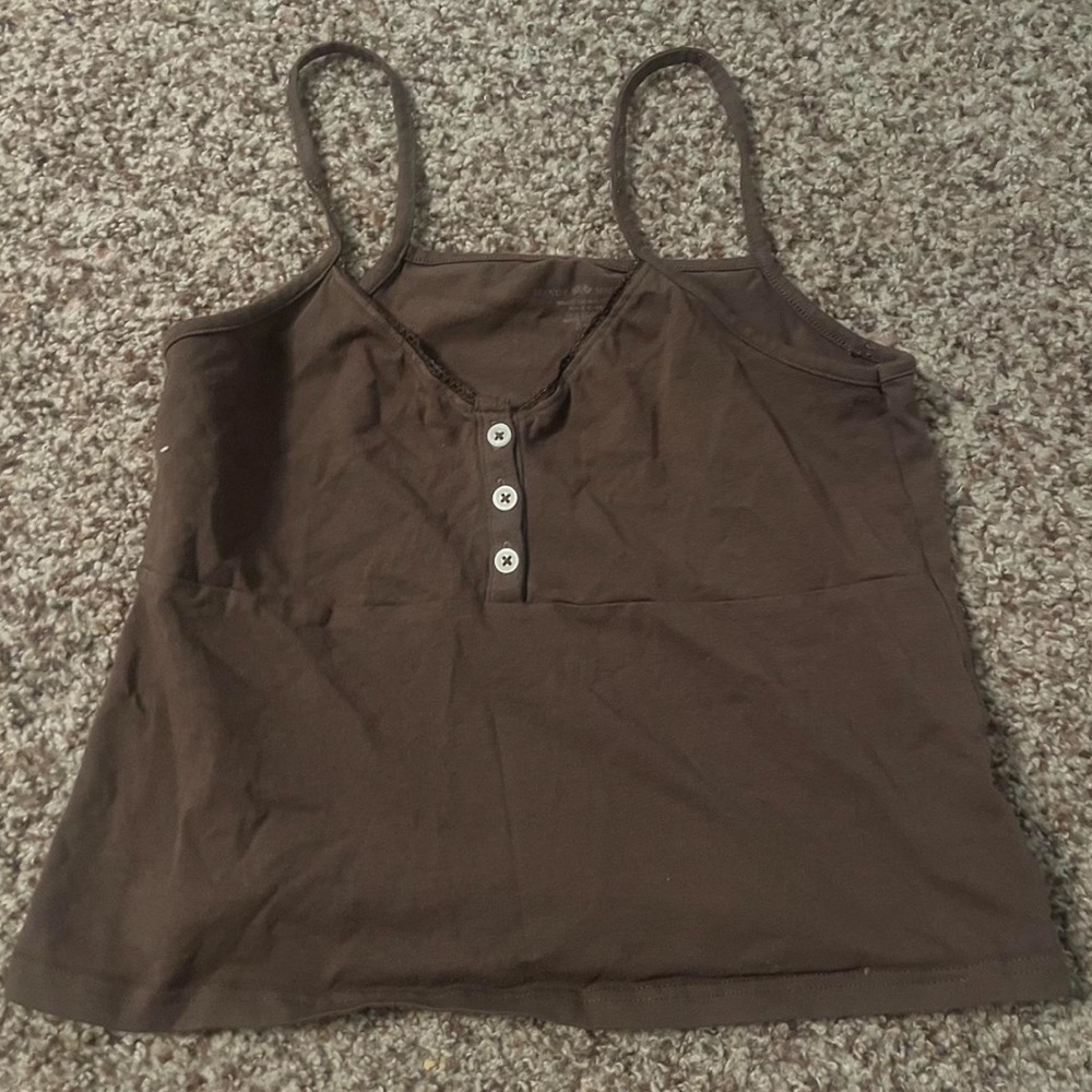 Brown Buttoned Women's Top